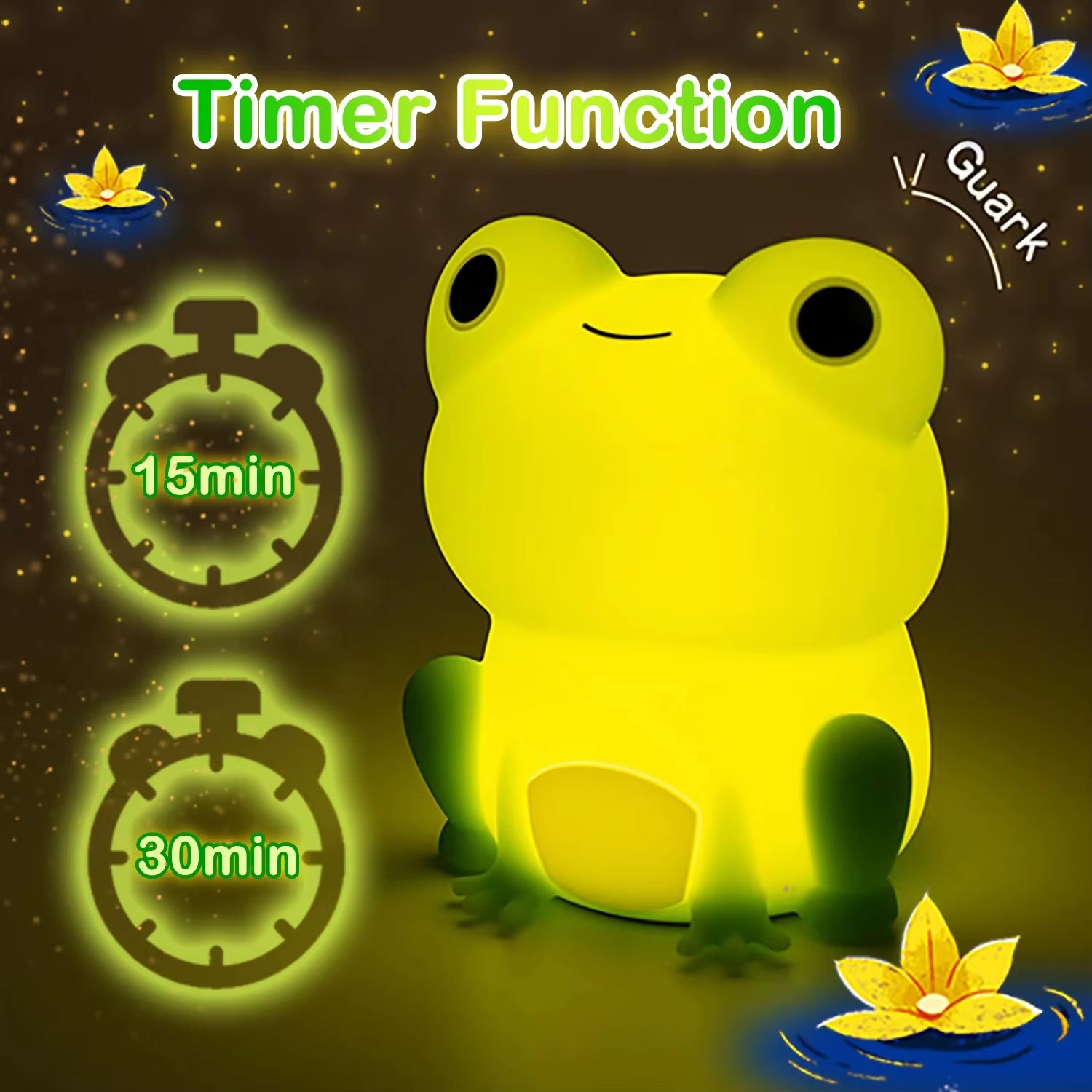 Cute, Dimmable, and Practical Silicone Frog LED Night Light with Sensor and Timer - USB Rechargeable - Ideal for Children'S Baby