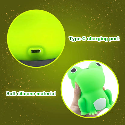 Cute, Dimmable, and Practical Silicone Frog LED Night Light with Sensor and Timer - USB Rechargeable - Ideal for Children'S Baby