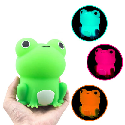 Cute, Dimmable, and Practical Silicone Frog LED Night Light with Sensor and Timer - USB Rechargeable - Ideal for Children'S Baby